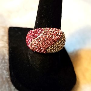 Vintage pink pave crystal JCM ring